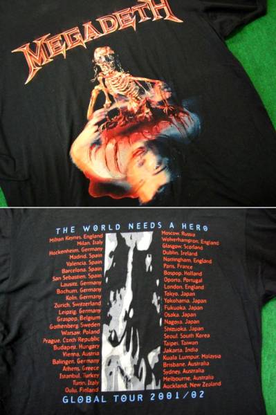 N871*USA製MEGADETH*メガデス　2001グローバルツアー　Tシャツ