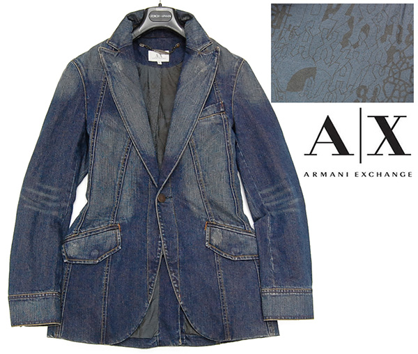 新品同様 アルマーニ A/X ダメージ加工 デニムジャケット/S