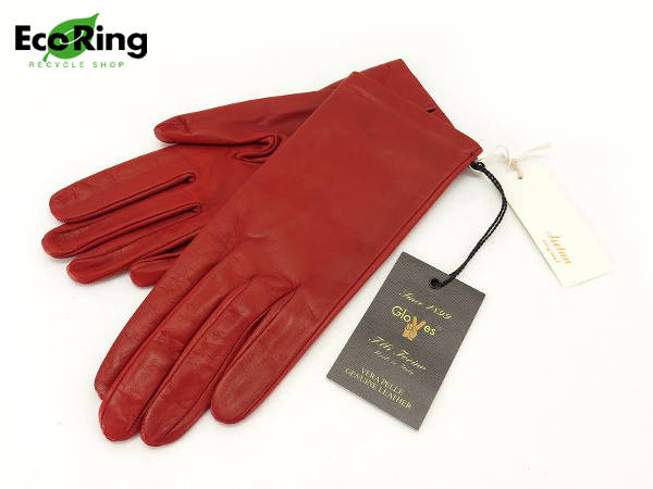 1円 未使用 伊勢丹オリジナル 羊革 グローブ 手袋 7 1/2 赤BP723