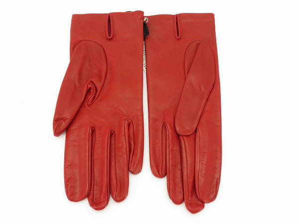 1円 未使用 伊勢丹オリジナル 羊革 グローブ 手袋 7 1/2 赤BP723