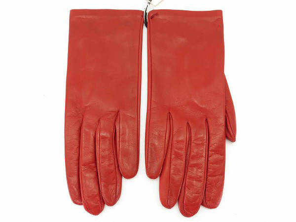 1円 未使用 伊勢丹オリジナル 羊革 グローブ 手袋 7 1/2 赤BP723