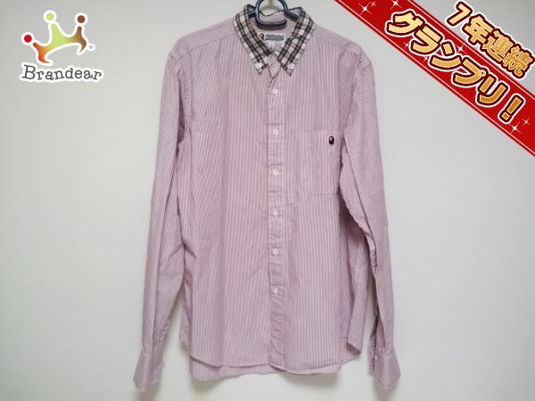 ア ベイシング エイプ 長袖シャツ XL メンズ 白×レッド×マルチ A