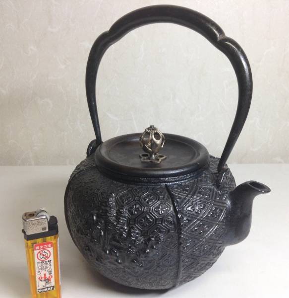 SALE，安い 【夢工房】佐藤清光造素紋真形釜共箱 3.1kg SA89