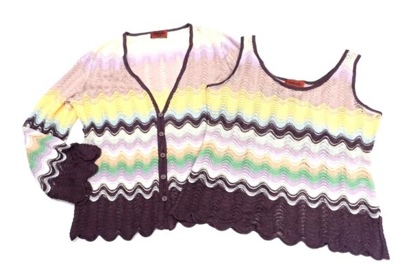 中古◆ミッソーニ マルチボーダー ニットアンサンブル 46