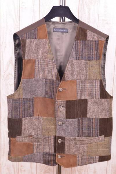 バナナリパブリック パッチワークツイードジレベスト Ia261