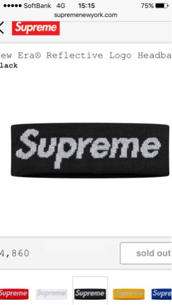 supreme × New Era Reflective Logo Headband ヘアバンド 黒 服飾小物
