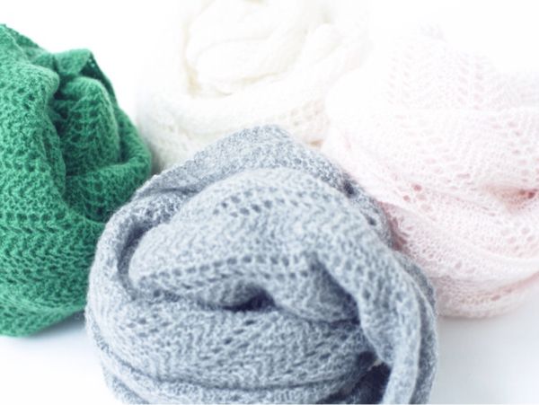 【n100】エヌワンハンドレッド レース編みカシミヤストール美品