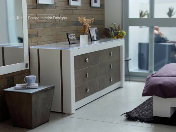 1/6ドールハウス『木目ラインの寝室家具&小物セット』ミニチュア