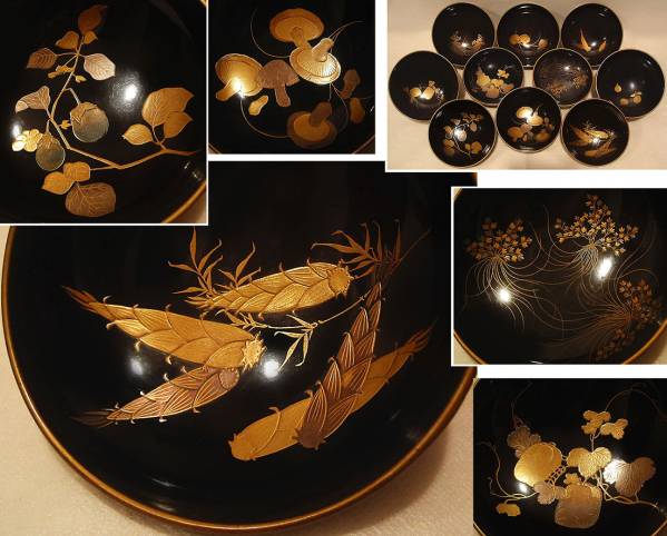 茶道具 香合 | : 共箱 黒柿 茶器⁄茶道具 山中塗 漆芸 丸香合 黒柿四方