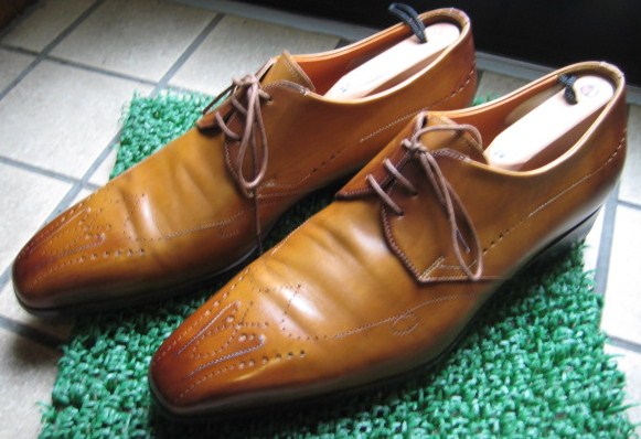 激安！10万円引き！サントーニ最高級紳士靴/定価12万/25-26cm/茶