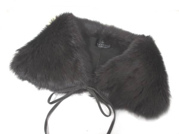 未使用 ランバン LANVIN ファーティペット マフラー ブラウン 茶
