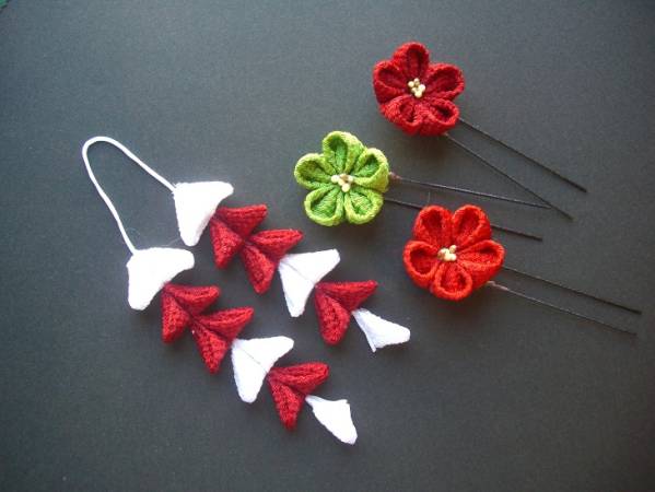 和装髪飾り.つまみ細工9点白ダリア.成人式.七五三.卒業式.花嫁③