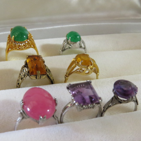 ☆ 指輪　アメジスト・翡翠 他　天然石色々7個まとめて