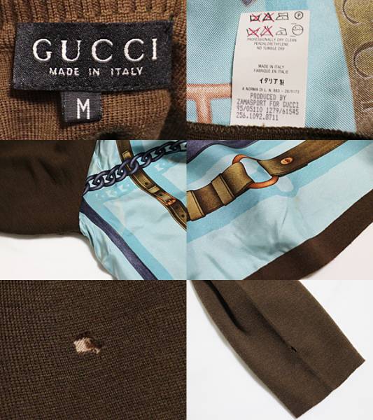 1769 グッチ ニット セーター M ウール×シルク ブラウン 難有 GUCCI