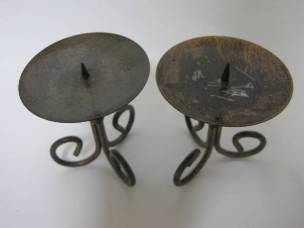 ◇鉄製クラフト手作り☆キャンドルスタンド ☆2個セット☆中古品_2