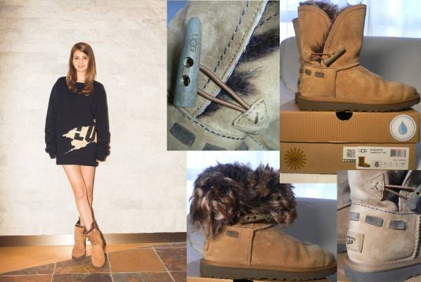 直営店購入アグUGGムートンブーツW MEADOWチェスナット6USED