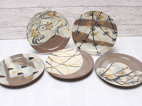 美品 中島正雄 雅陶人 雅山窯 美濃焼 21cm 中皿 5枚セット