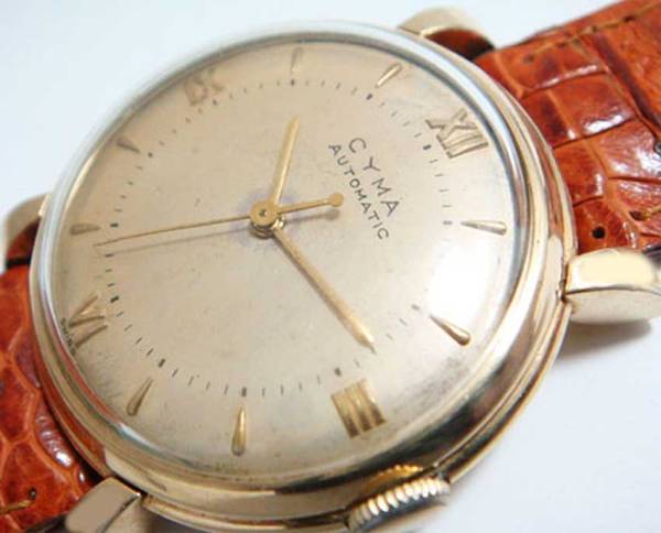 金 cyma 時計 金無垢 K18 CYMA 手巻き腕時計 稼働品 15JEWELS