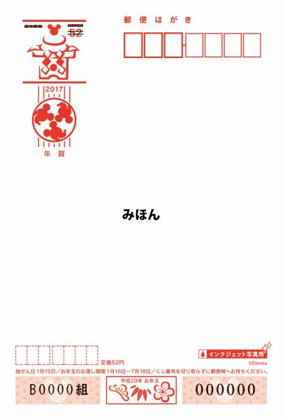 送料無★2017年平成29年用年賀状　無地写真用100枚