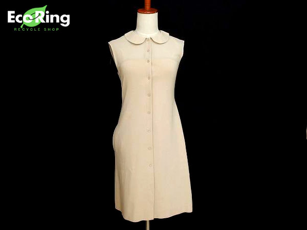 1円 フォクシー ノースリーブ ワンピース 38 ベージュ CO870