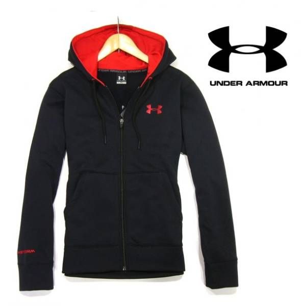 新品▲ アンダーアーマー 寒冷 撥水 背BIGロゴ パーカ 黒赤 XL