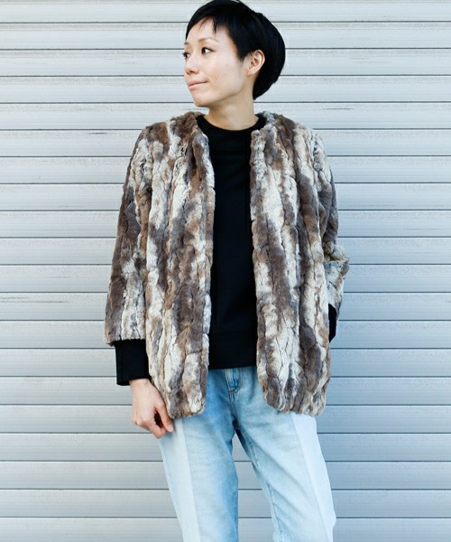 LUCA/LADY LUCK LUCA フェイクファーノーカラーコート LADYLUCKLUCA 