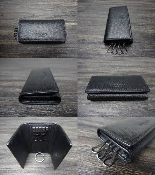 新品★ コーチ メンズ レザー キーリング付き 4連式 キーケース