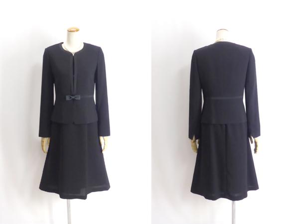 大きい19号 気品あふれる ブラックフォーマルスーツ 訳有#BP037