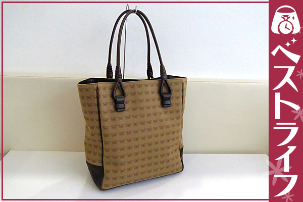 1円 本物 ボッテガヴェネタ トートバッグ バタフライ柄 茶系