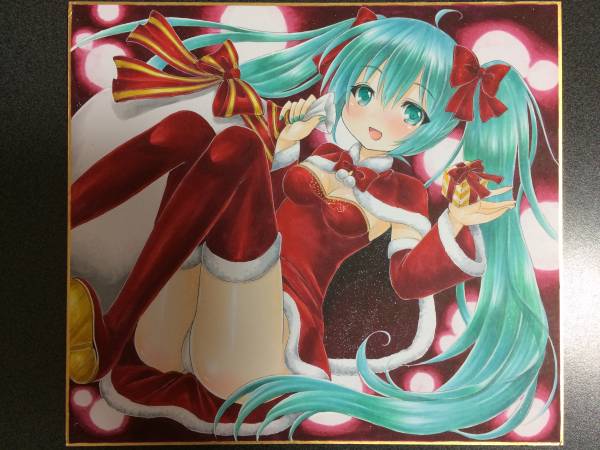 同人手描きイラスト【ボーカロイド/初音ミク/クリスマス2】色紙