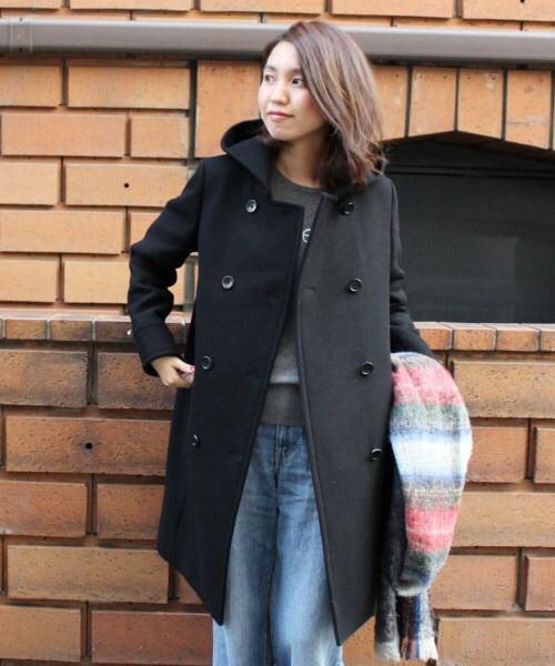 15AWフレームワークメルトンフードコート黒イエナ