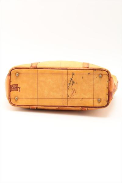 プリマクラッセ　地図柄　ＰＶＣ　ハンドバッグ　茶