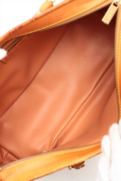 プリマクラッセ　地図柄　ＰＶＣ　ハンドバッグ　茶