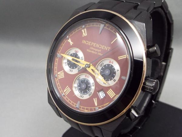 【稼働・新品電池】シチズン クロノグラフ 0520 タキメーター ブラック文字盤 ☆ INDEPENDENT 0520-002864-02 クロノ メンズ 電池交換済 ☆(シチズン