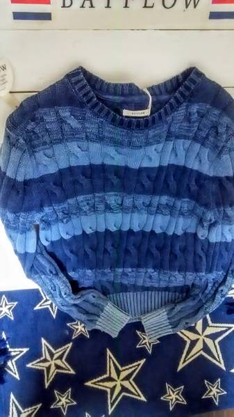 16AW 最新 ベイフロー インディゴボーダーケーブルニット　L