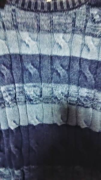 16AW 最新 ベイフロー インディゴボーダーケーブルニット　L