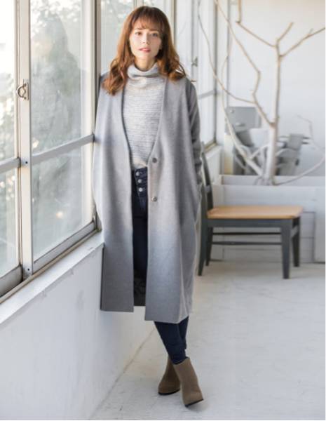 Re:EDITリエディ中綿Vネックノーカラーコートチェスター今期VERY