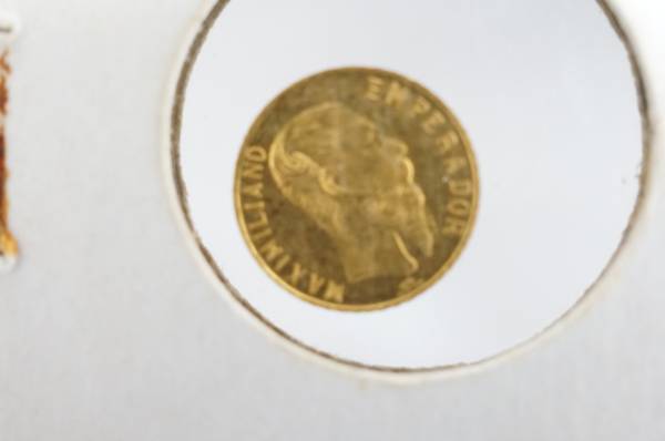 〇 世界最小金貨 メキシコ 1ペソ 1865年 マクシミリアン ⑪ メキシコ