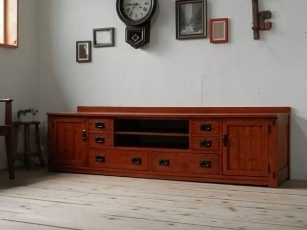 総オーク材■AV/TVボード ローボード 天然木 無垢材 テレビ台