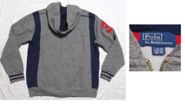 新品同然ラルフローレン★ビッグポニー刺繍ジップパーカ-160L