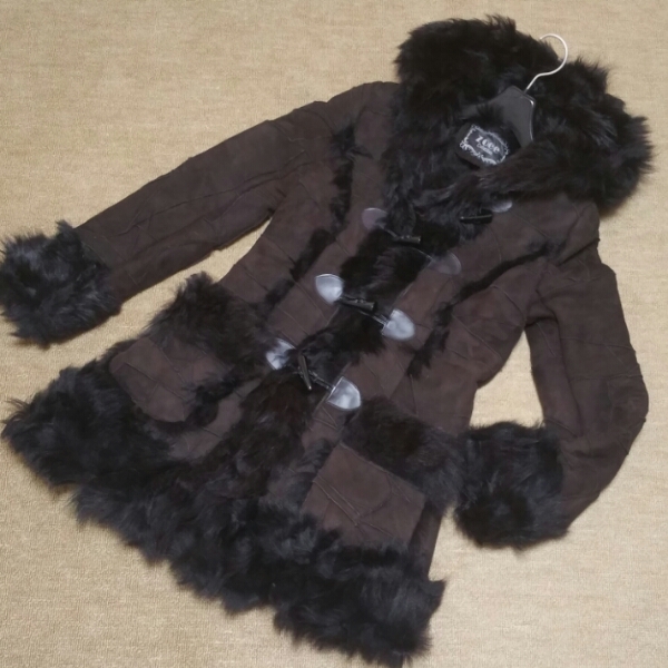 zoee 高級 ラムムートン コート ブラック Ｌ 美品 毛皮 