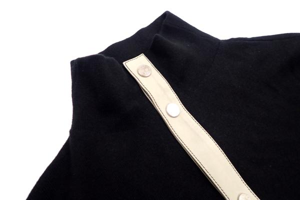 美品◆エルメス セリエボタン カシミヤニットカーディガン M 黒