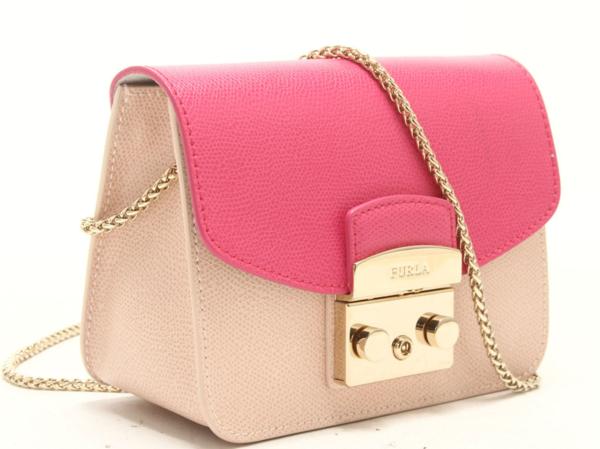 レディース FURLA ショルダーバッグ バイカラー ピンク