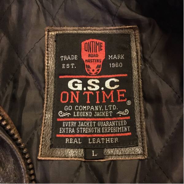 メンズ G.S.C ON TIME レザージャケット L ライダース ブラウン