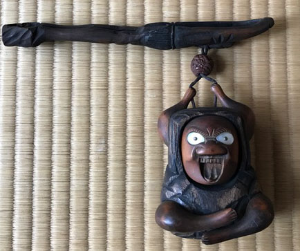 とんこつ　煙草入れ　喫煙道具　煙管筒　達磨　木製