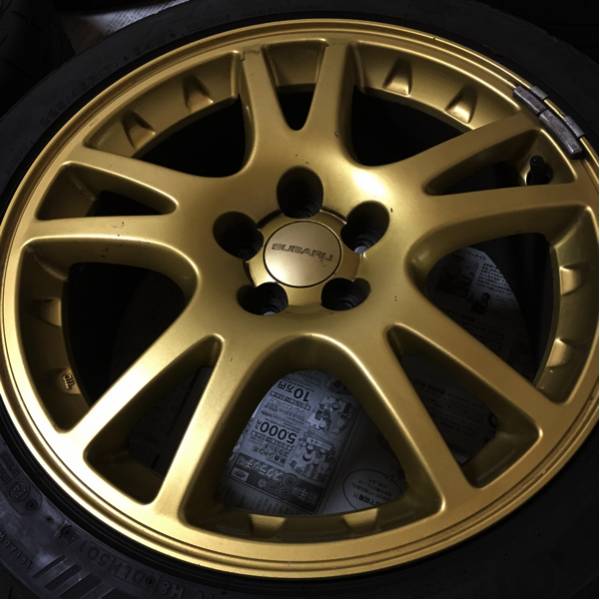 【スバル純正】17インチ ゴールドホイール & タイヤ4本セット（WRX/レガシィ等） 美品！スバル GDB インプレッサ WRX STI 純正ホイール ゴールド 4本