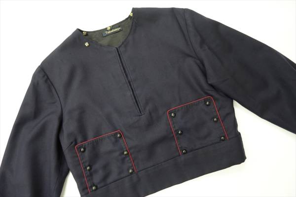 64◆高島屋製 赤ステッチ入ジャケット＆プリーツスカート コスプレ衣装 帝塚山◆