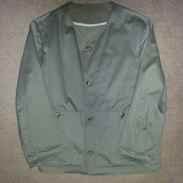 S.E.H KELLY Collarless jacket グレー M カラーレスジャケット S.E.H