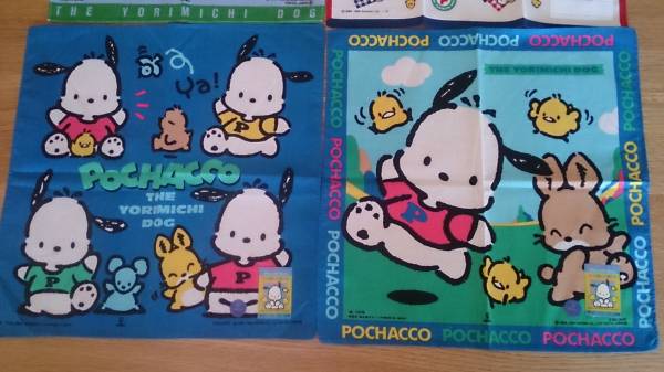 SANRIO 懐かしのキャラクターグッズ【アンティーク】【1994年】 1994 ポチャッコ ハンカチ 4種類 サンリオ レトロ 昭和 当時物 ①