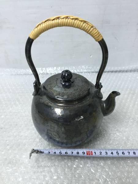 平安銅政 湯沸 共箱 茶道具 煎茶道具 急須 茶注 薬缶 Yahoo!オークション BQ493 1260g 急須 鉄瓶 長寿 古薬缶 古湯沸 打出
